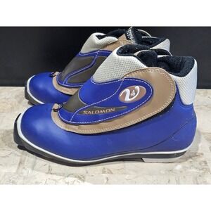 Salomon 24 Junior Cross Country Ski Boots Thinsulate Blue Size 6.5 24 CM 38 EUR